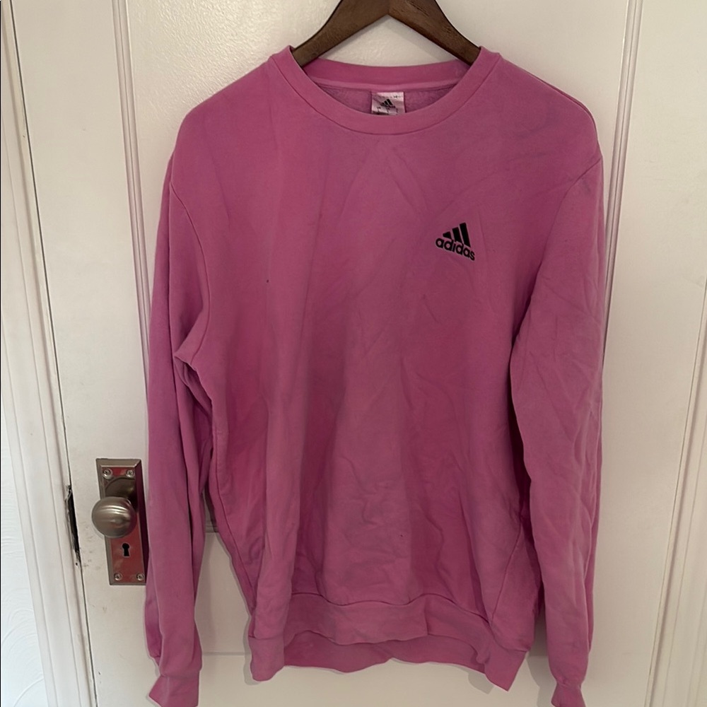 Adidas Pink Crewneck Sweater with Iconic Logo